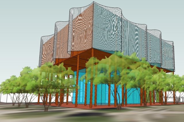 Detail from a 3D rendering of one proposed conceptual design for the new Tree-Ring Lab building