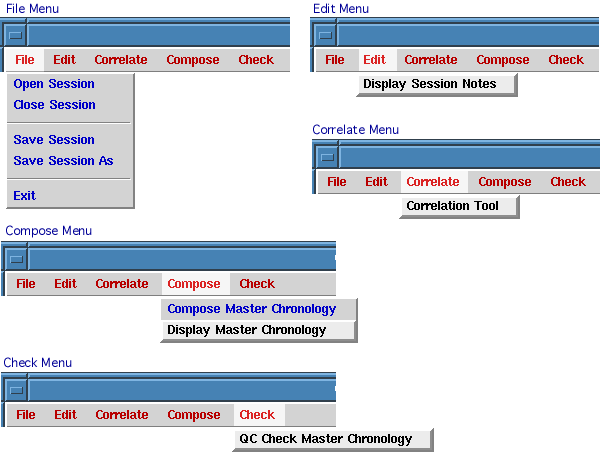 Figure 1.2 - Main Menubar and Selection Options