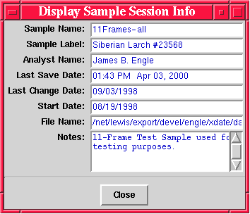 Figure 1.4.3 - Sample Information 