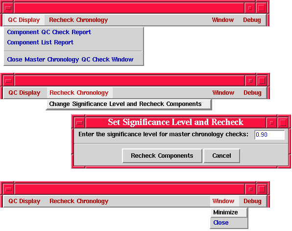 Figure 4.3.1 - Master Chronology QC Check Main Menu Functions