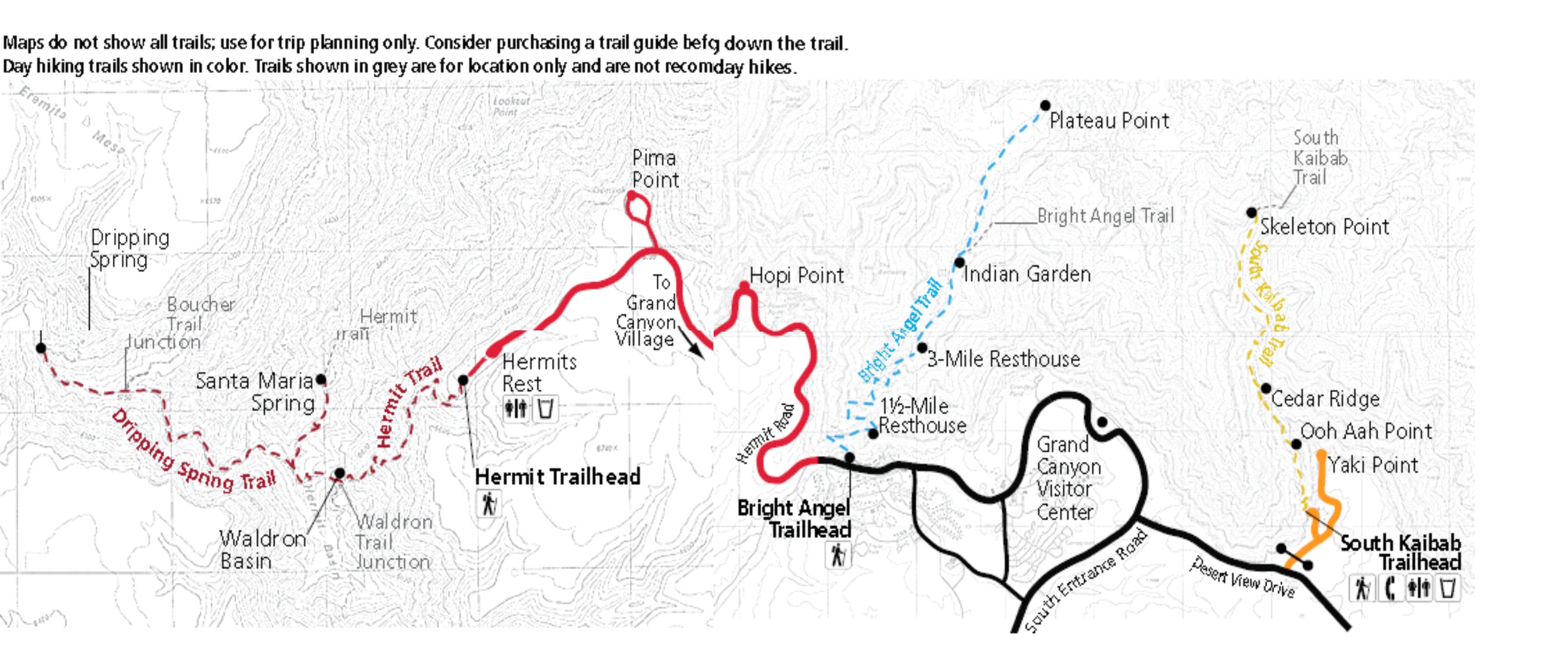 Grand Canyon Hiking Map - California southern Map